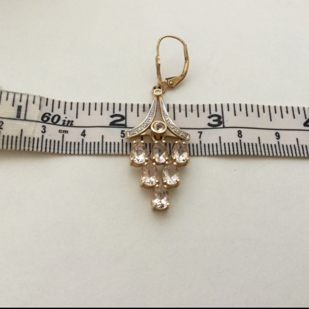 14k MORGANITE CHANDELIER EARRINGS - Picture 4 of 6